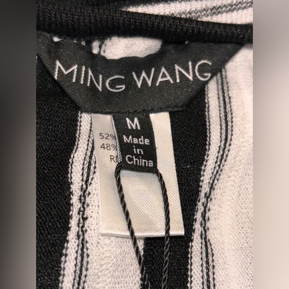 Ming Wang Striped Liquid Knit Dress Contrast Trim A-Line Women M Elegant NEW - Picture 3 of 8